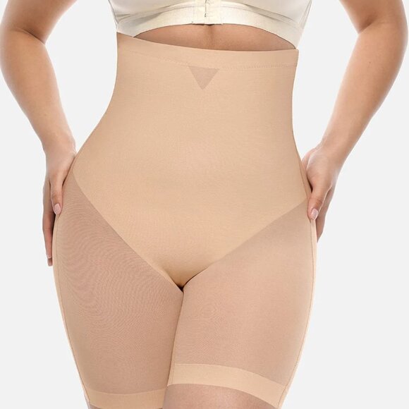 Mesh Tummy Control Butt Lifting High Waisted Shapewear Shorts - Picture 9 of 15